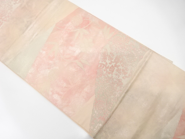 JAPANESE KIMONO / ANTIQUE FUKURO OBI / SILK / WOVEN FLOWER ARABESQUE